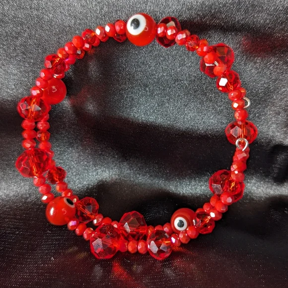 Red Good Luck Evil Eye Protection Amulet Bracelet Sparkly Handmade Abundance - Picture 4 of 10